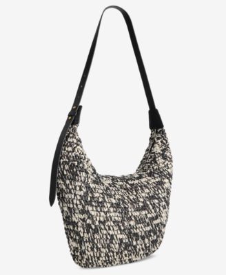Marbled Straw Hobo Bag