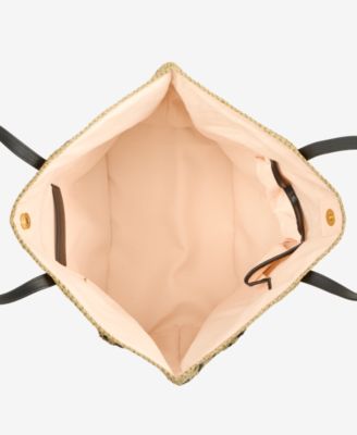 Geometric Straw Slouchy Tote Bag