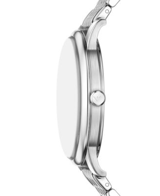 Men's Quartz Three-Hand Silver Stainless Steel Watch, 42mm