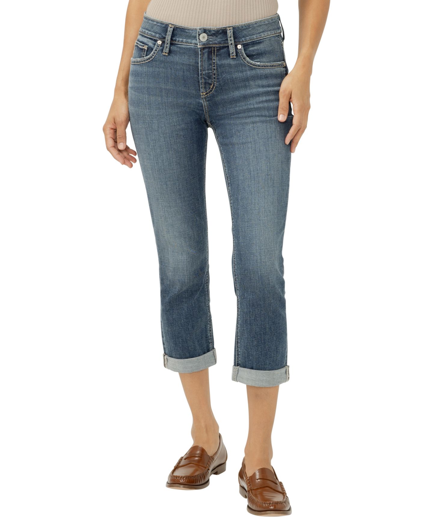 Женские джинсы Silver Jeans Co. Elyse Mid-Rise Luxe Stretch Capri, цвет: Beverly — фото 1