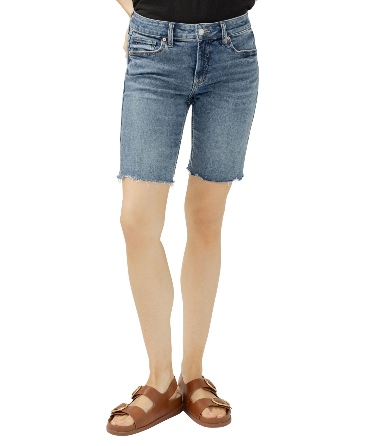 Женские шорты Silver Jeans Co. Elyse Mid-Rise Bermuda, цвет: Закатный синий — фото 1