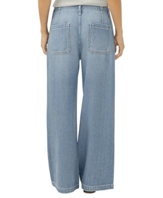 Women's Mid-Rise Wide Leg Drawstring Ankle Jeans
