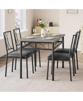 “Gray 5 Piece Dining Set for 4 with Rectangular Table & 4 Upholstered Chairs for Kitchen/Dining.”