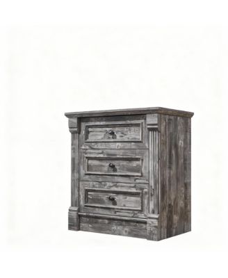 Farmhouse Nightstand with Charging Station and Roman Columns
