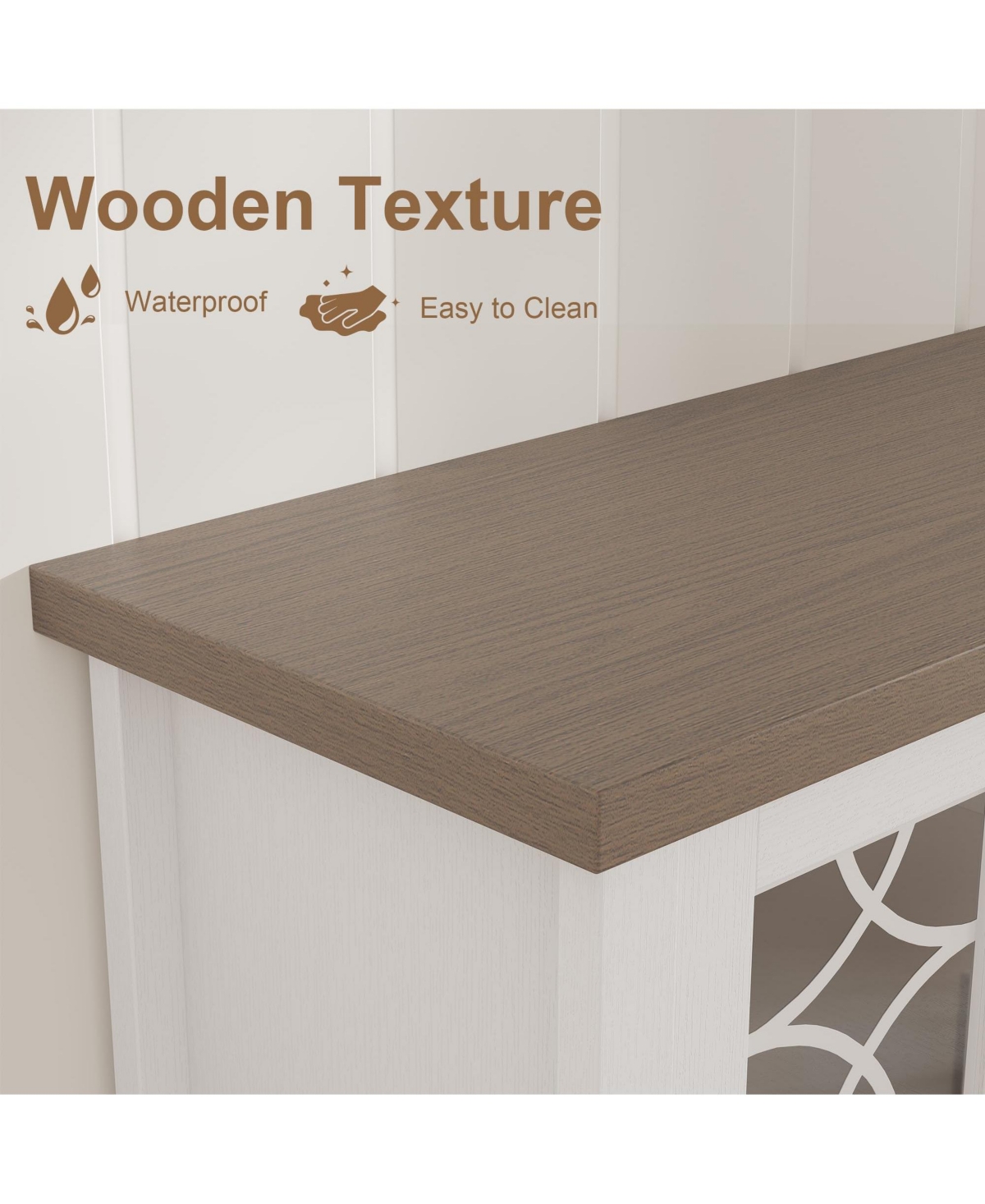 gaomon Farmhouse Tv Stand with Glass Door for 70 Inch Tv, Mid Century Modern Entertainment Center for Living Room