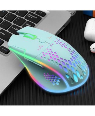 Wireless Gaming Mouse with RGB Lights - Adjustable DPI for Gaming, Office Work,Lightweight Honeycomb Design Compatible with Windows/Mac/Linux