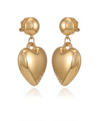 Metal-Tone Plated Heart Drop Earrings