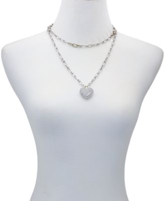 Glass Stone Heart Pendant Necklace