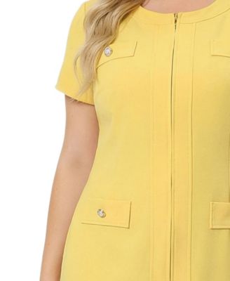 Plus Size Short-Sleeve Pleat Hem Dress