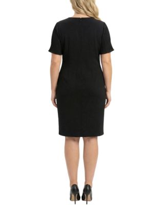 Plus Size Pliss&eacute; Pleated Short-Sleeve Dress