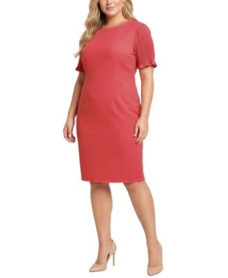 Plus Size Pliss&eacute; Pleated Short-Sleeve Dress