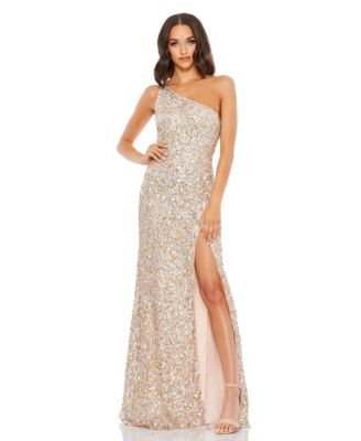 Women's Sequin Embellished One-Shoulder Evening Gown