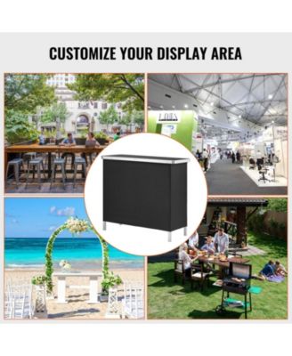 38.39" x 15.16" x 34.25 Folding Portable Bar Table with Carrying Case, Storage Shelf and Skirt