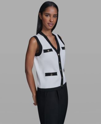 Women's Button-Down V-Neck Sweater