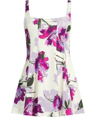 Women's Square Neck Corset Seamed Swim Dress