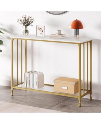 Console Table, Sofa Tables Narrow Entryway Table with Wood Shelf and Metal Frame, 415" Behind Couch Table Industrial Hallway Table for Living