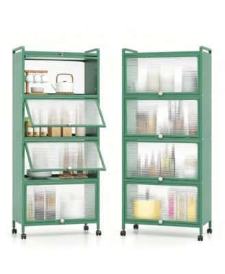 5-Tier Rolling Kitchen Storage Cabinet with Flip Doors and Casters