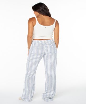 Juniors' Oceanside Striped Wide-Leg Beach Pants