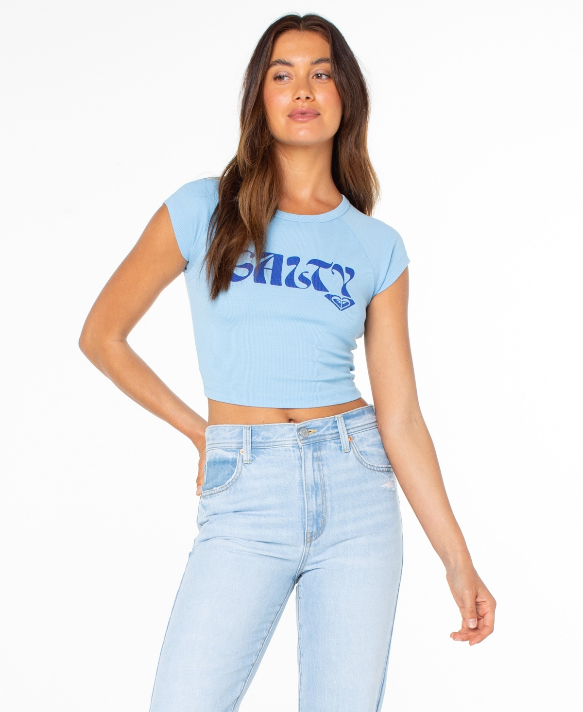 Roxy Women's Salty Feels Short-Sleeve Crop Top
