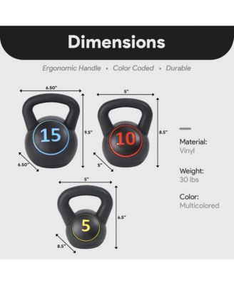 BalanceFrom Wide Grip Kettlebell Fitness Exercise Weights, 5, 10, and 15 Pounds