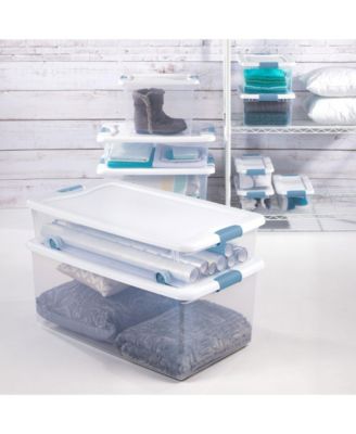 Sterilite Clear Plastic 6 Quart Storage Box Container with Latching Lid, 24 Pack