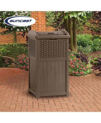 GHW1732 Trashcan Hideaway Outdoor 33 Gallon Garbage Waste Bin, Brown