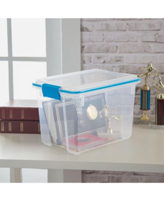 20 Quart Gasket Box, Stackable Storage Bin with Latching Lid, 6 Pack