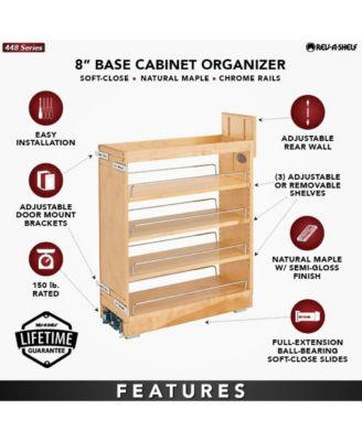 8'' Pullout Kitchen Cabinet Organizer Soft-close, 448-BCBBSC-8C