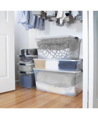 6 Qt Clear Plastic Indoor Storage Tub Tote Container & Lid, 12 Pack