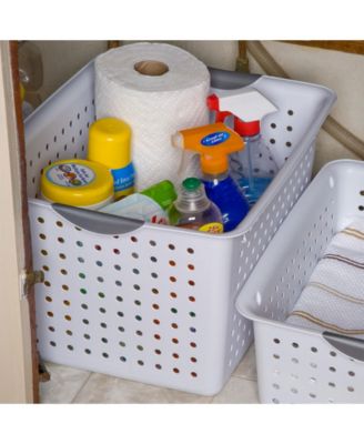 Deep Ultra Nesting Plastic Storage Bin Basket Tote, White (12 Pack)