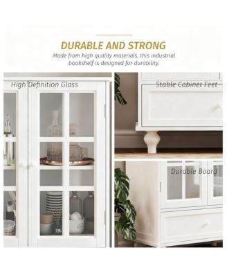 36" Kitchen Sideboard Cabinet with Glass Doors and Drawer