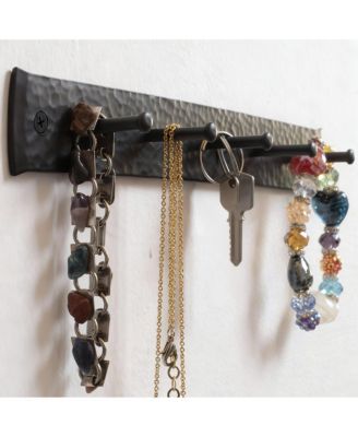 Rustic Wall Key & Accessory Holder - 5 Hooks for Keys, Jewelry, Towels