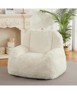 Giant Bean Bag Chair, Faux Fur Stuffed Bean Bag Couch with Filler, Bean Bag Chair for Adults, Big Lazy Sofa Floor Sofa with Handle