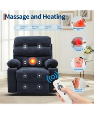 360°Swivel Rocker Recliner Chair for Adult,Massage and Heat Swivel Rocker Recliner Chair w/Adjustable Backrest and Footrest for Adult