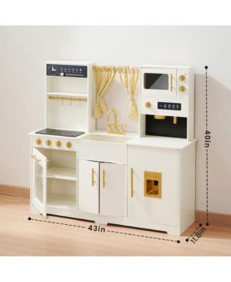 Iconic Wooden Play Kitchen – Cream Pretend Cooking Set for Kids