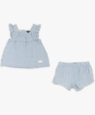 Baby Girls' Square Neck Top and Shorts, 2-Piece Set