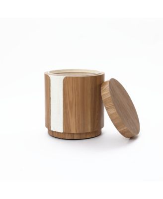 Modern MDF Wood Round Side Table with Ash Veneer, 18.5” Tall