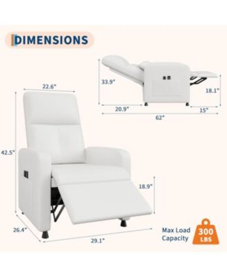 Power Recliner Chair with Massage and Heat with Massage Function with Lumbar Support, Adjustable Push Back, Wide Armrests