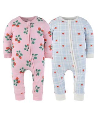 Toddler Girls Strawberry Sweet Treats Cotton Footless Pajamas for Girls, 2 Pack