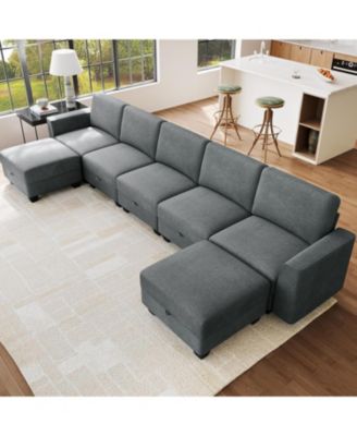 Oversized Modular Sectional Sofa with Storage Ottoman, Large U Shaped Corner Couch, Convertible Modular Sectional Couch