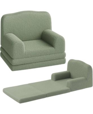 Kids Couch, 2-in-1 Comfy Toddler Couch Fold Out, Convertible Sofa to Lounger Foam Kids Chair with Soft Sherpa