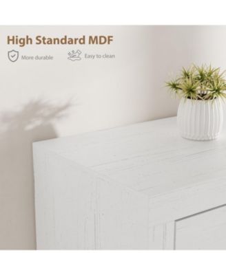 Farmhouse TV Stand for 75/80 Inch TVs, 70.1" Entertainment Center with 4 Drawers & 3 Open Shelves, 95.5 lbs