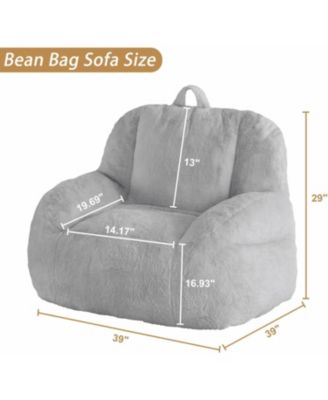 Giant Bean Bag Chair, Faux Fur Stuffed Bean Bag Couch with Filler, Bean Bag Chair for Adults, Big Lazy Sofa Floor Sofa with Handle