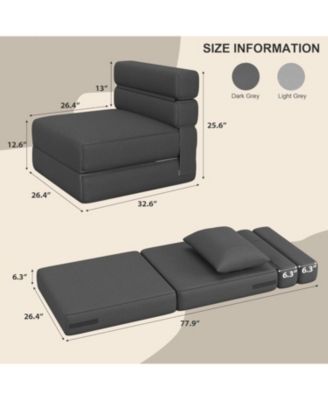 Folding Sofa Bed With Upgraded Pillow, Convertible Sleeper Chair- Modern Comfortable Sofa Bed Linen Fabric