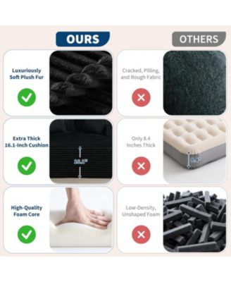 Oversized Chaise Lounge Chair 54 61" Indoor Corduroy Cloud Boneless Single Couch Sofa with 4 Pillows Armrests & Deep Seat No Assembly