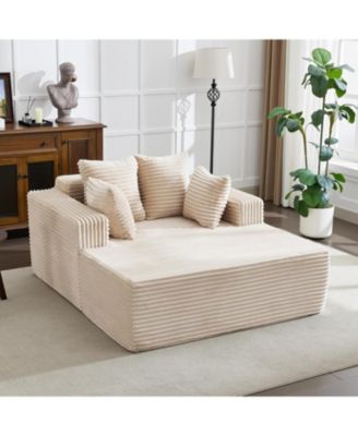 Oversized Chaise Lounge Chair 54 61" Indoor Corduroy Cloud Boneless Single Couch Sofa with 4 Pillows Armrests & Deep Seat No Assembly