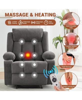 Manual Recliner Chair with Massage & Heat,Classic and Traditional Oversized Recliner Chair,8-Point Vibration, Lumbar Heating