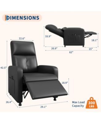 Power Recliner Chair with Massage and Heat with Massage Function with Lumbar Support, Adjustable Push Back, Wide Armrests
