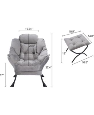 Lazy Chair with Ottoman, Modern Lounge Accent Armchair with Footrest, Reading Chair with Side Pocket, Comfortable Leisure Sofa for Living Room