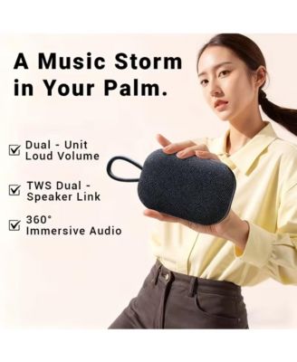 Portable Wireless Speakers - Indoor/Outdoor Companion with Hand Strap, Dual Speaker Stereo Pairing & 4-Hour Battery
